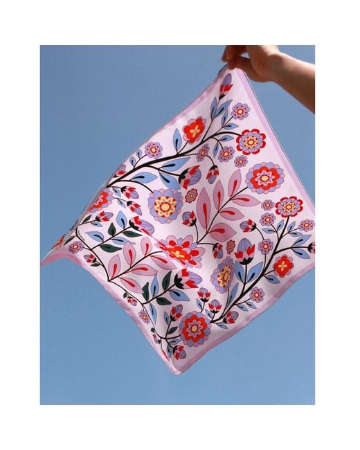 Jessie Zhao New York Red Silk Scarf Of Garden