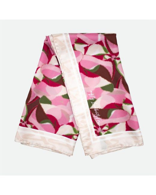 Lamberty Munich Pink Neutrals Blurry Seas Retro Rose Midi Silk Scarf