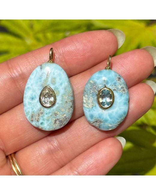 KAMARIA Blue Larimar Gemstone Pendant With Topaz