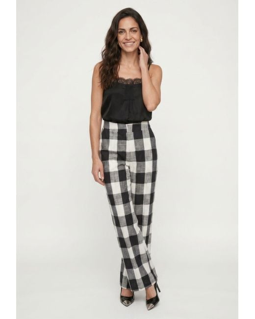Lily and Lionel Gray Zena Flared Check Trouser