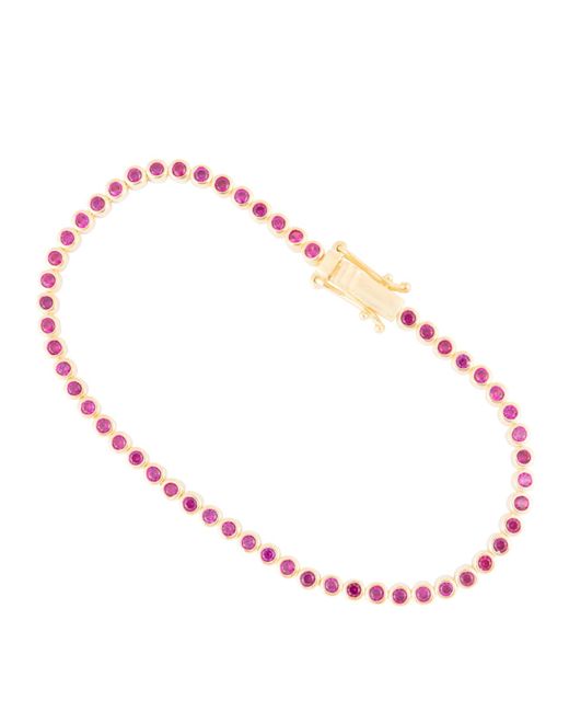 SHYMI Pink Bezel Set Round Color Tennis Bracelet