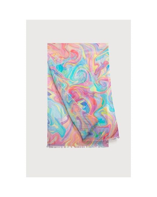Saachi Blue Marbled Multicolored Scarf