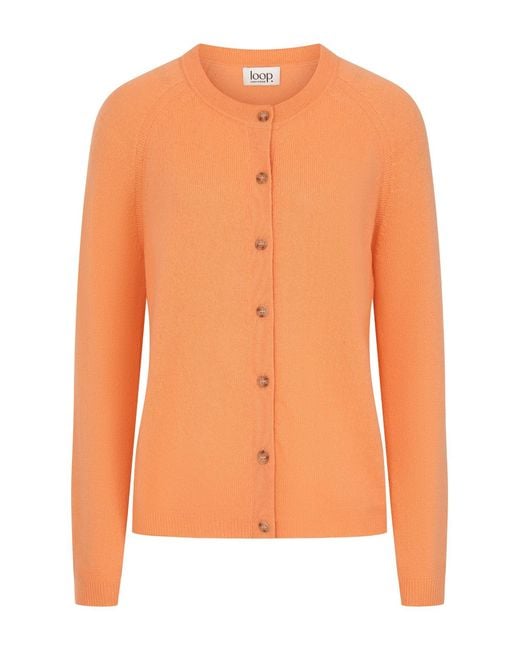 Loop Cashmere Orange Featherweight Cardigan