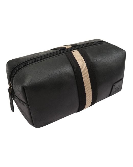 Lloyd Baker Black Leo Leather Washbag for men