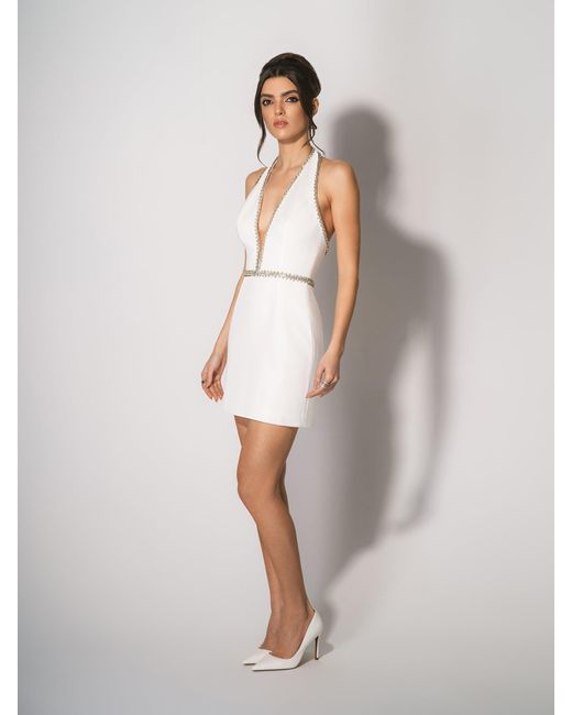 Tia Dorraine White Tender Love Crystal-Embellished Mini Dress