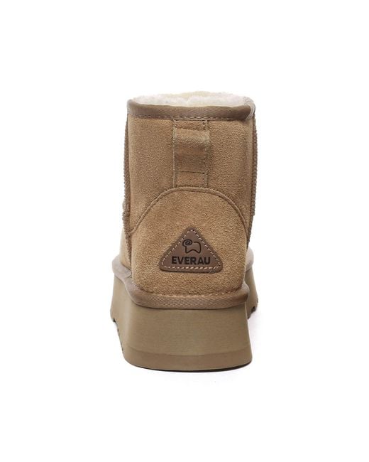 EverAu Australia Brown Dusky Leather Platform Short Boots