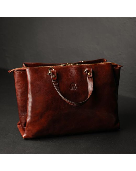 Time Resistance Brown Leather Tote Bag Shoulder Bag For – The Scarlet Letter