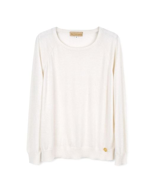 Bel Cashmere White Chelsea Cashmere And Silk Ivory Sweater