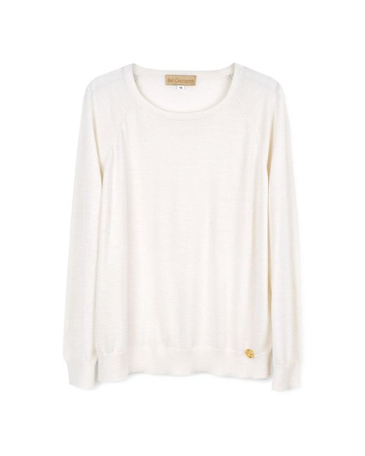 Bel Cashmere White Chelsea Cashmere And Silk Ivory Sweater