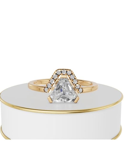Aya Fine Jewelry Metallic 0.90 Ct Trillion Cut Lab Grown Diamond Halo Ring