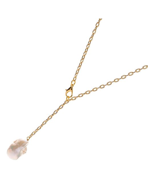 Ebru Jewelry Metallic Eternal Balance Adjustable Pearl Necklace