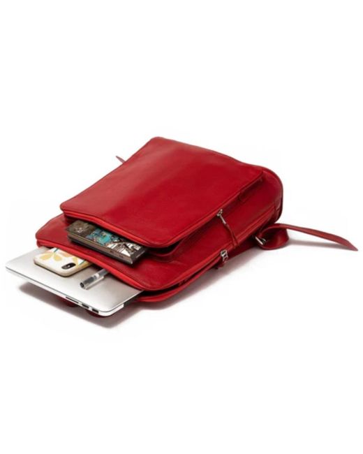 Hides Leather Co. Red Minimal Handmade Genuine Leather Backpack