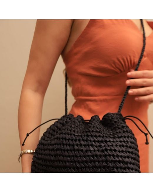Springmoonatelier Black Handmade Raffia Shoulder And Crossbody Bag – Chic And Elegant