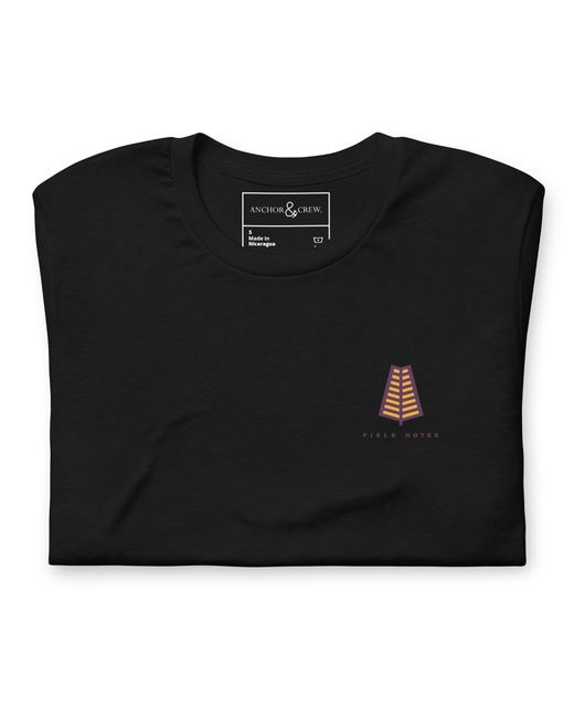Anchor and Crew Black Three Field Notes Organic Cotton T-Shirt for men