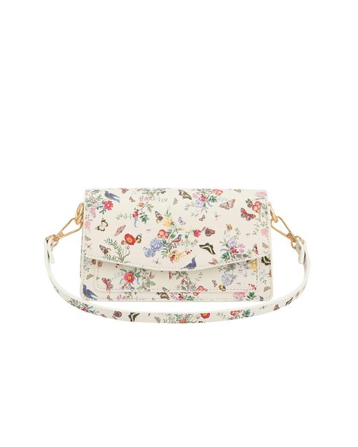 Fable England White Alice Garden Ivory Shoulder Bag