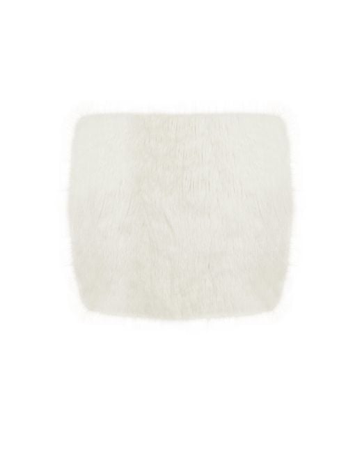 Miss Circle New York White Narla Ivory Low-Waisted Fur Mini Skirt