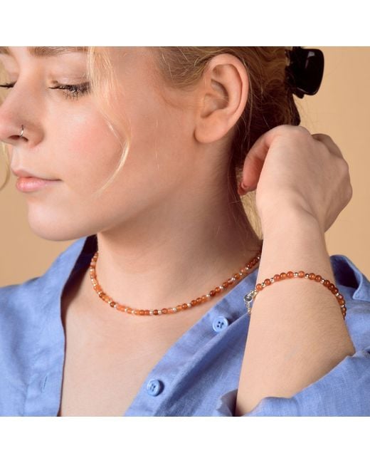 Nellou Jewellery Red Jewel Bead July Birthstone Bracelet Sterling
