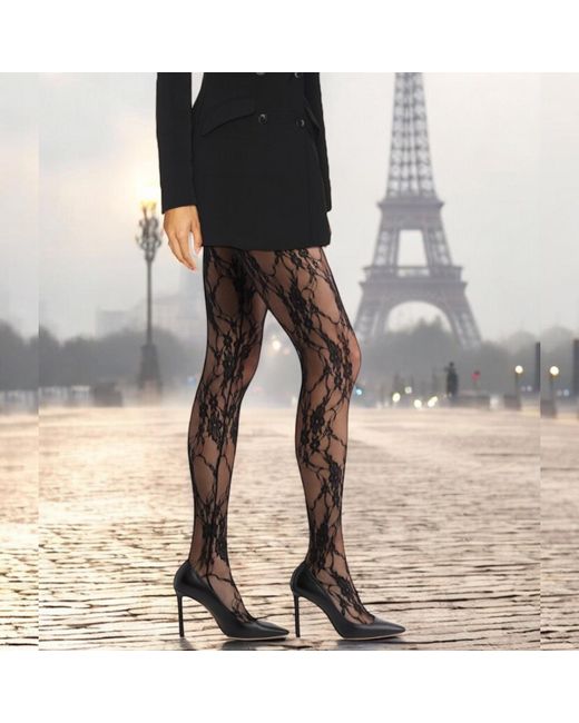 HIGH HEEL JUNGLE by KATHRYN EISMAN Black Femme Lace Premium Tights