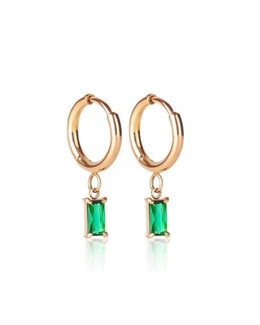 Evie Jewelry Metallic Luxe Emerald Drop Huggie Hoop Earrings