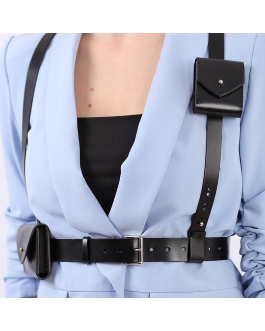 Haute Cuir Black Double Micro Bag Harness