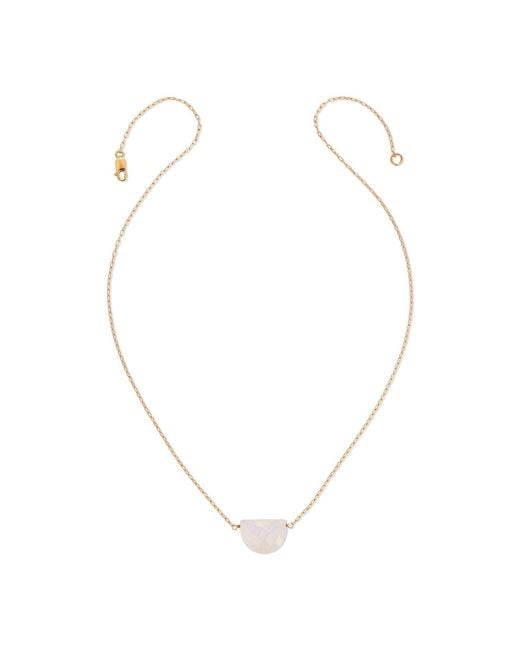 Heather Hawkins Jewelry Metallic Neutrals Luna Moon Shaped Gemstone Necklace