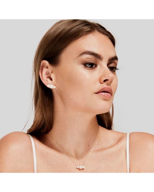 Ora Pearls Metallic Tria Pearl Chain Necklace