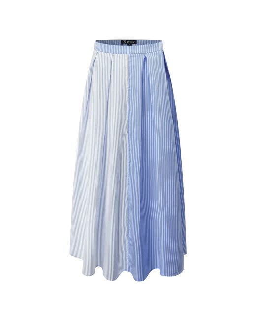 Smart and Joy Blue Long Two-Tone Cotton Skirt