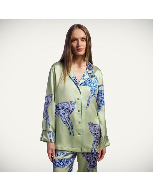 Piola Blue Mulberry Silk Pyjama Party Set