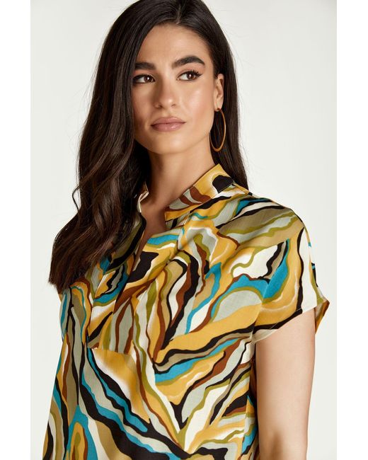 Conquista Yellow Swirl Print Sleeveless Top