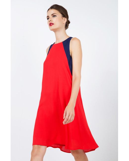 Conquista Red Sleeveless A Line Dress