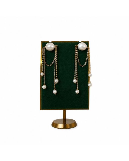 Silver Moon Green Delicate Chain Sterling Earrings