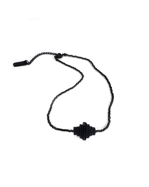 WAIWAI Black Node Beaded Leather Necklace