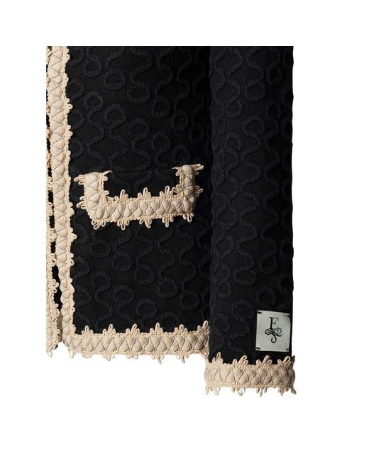 The Extreme Collection Black Neutrals Raised Embroidery Knit Jacket Paola