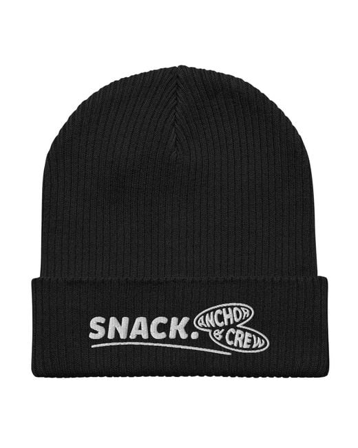 Anchor and Crew Black Snack Gen. Organic Cotton Embroidered Beanie for men