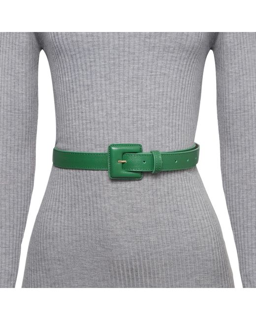 BeltBe Green Mini Square Narrow Leather Belt