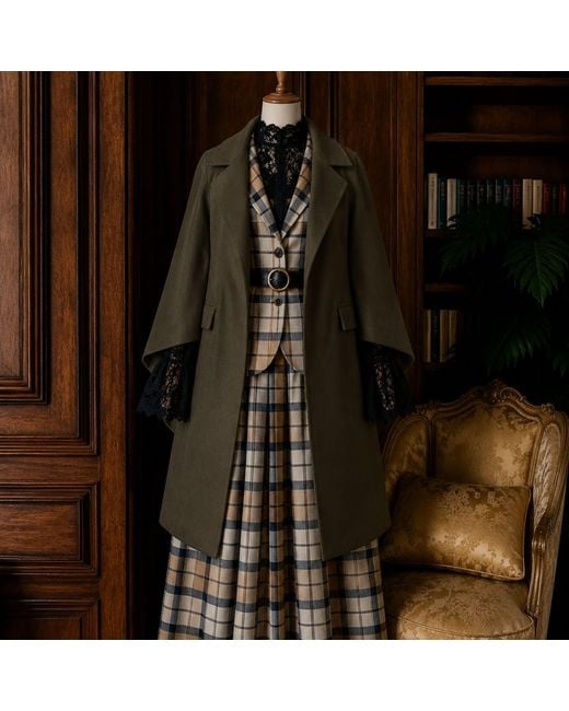 NUMBAT Green Edith Cashmere Coat With Cloak Sleeves