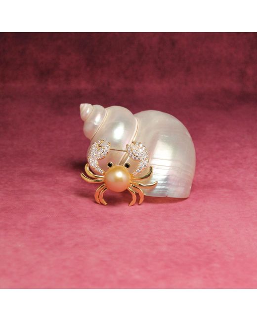 Ninemoo Metallic Golden Tide Crab Brooch