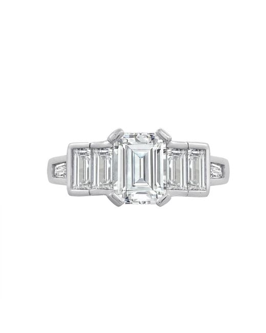 Diamonbliss Metallic Tapered Emerald Cut Baguette Engagement Ring