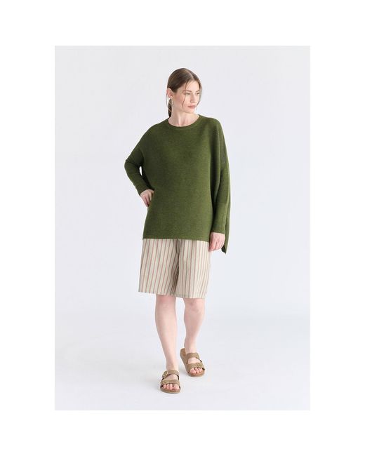 Paisie Natural Neutrals Striped Bermuda Shorts