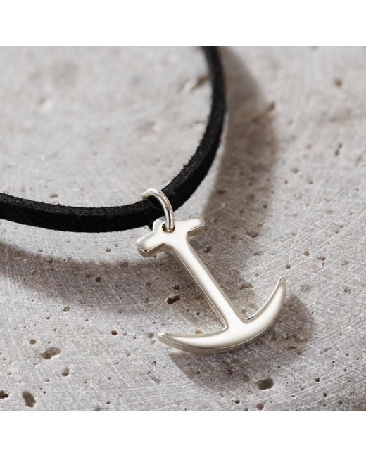 Posh Totty Designs Metallic Leather Anchor Charm Necklace for men