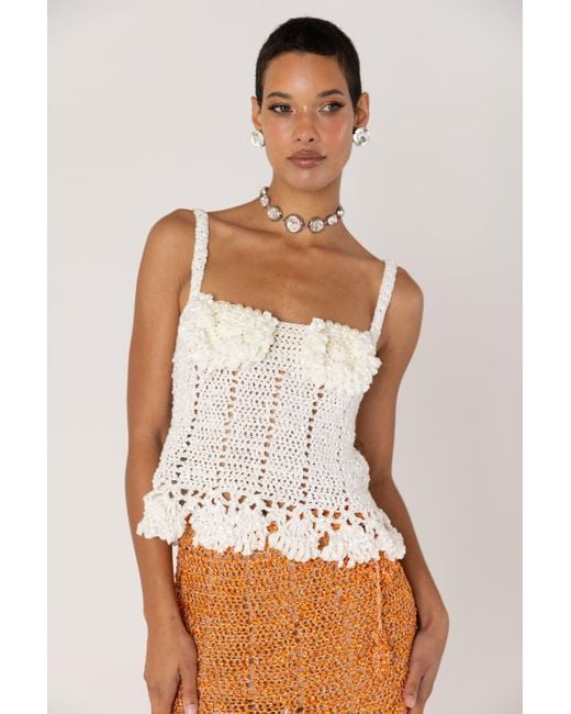 Andreeva Natural Chrysanthemum Handmade Crochet Top
