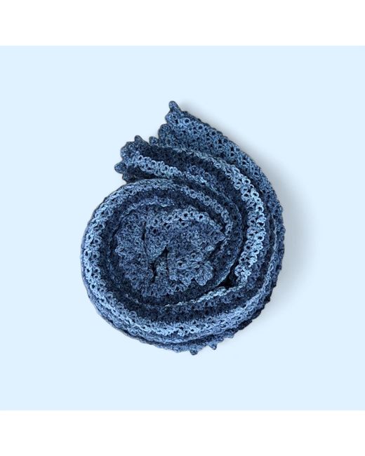 Springmoonatelier Blue Luxury Handmade Knitted Soft Winter Shawl – Minimalist Elegance, Warm And Timeless Style