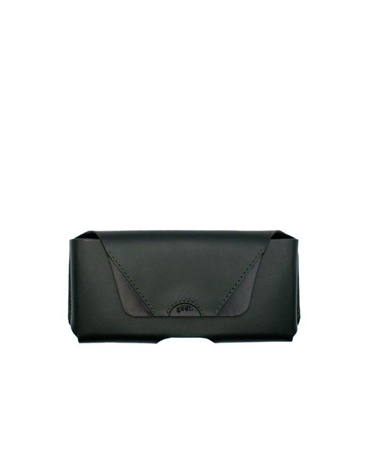 godi. Black Handmade Cowhide Leather Glasses Case – Structured Minimal Eyewear Case, London Made for men