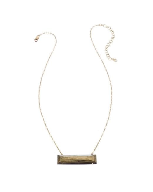 Heather Hawkins Jewelry Metallic Float Custom Cut Bar Semi-Precious Baguette Gemstone Necklace