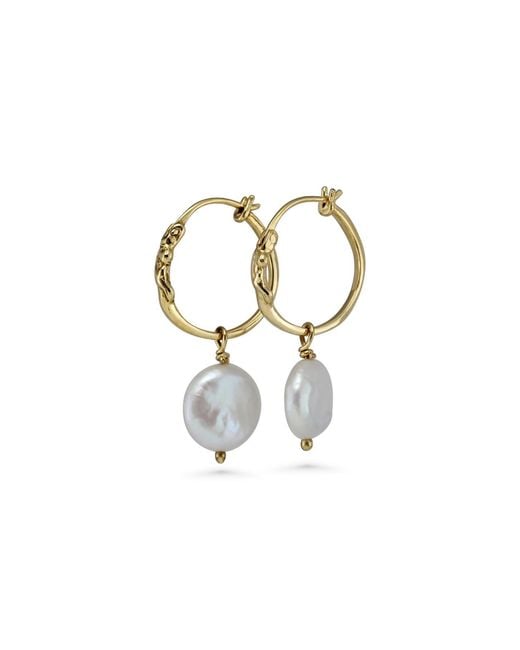 Isla Silver Metallic Pearl Hoop Earrings