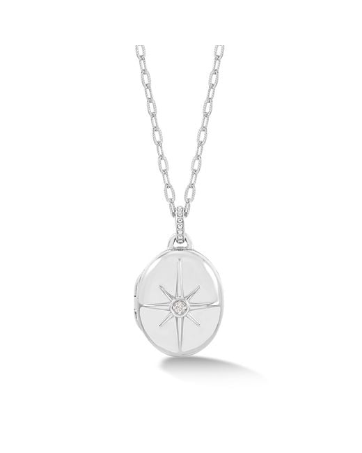 Dower & Hall White Diamond Starburst Oval Locket
