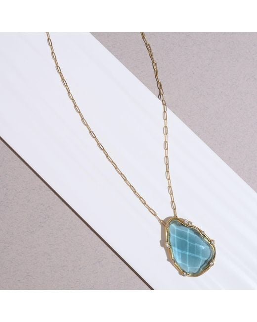Rare Matters Jewelry Blue Gemstone Teardrop Necklace