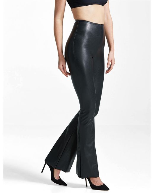 Commando Black Faux Leather Control Smoothing Flared Legging, Slg20