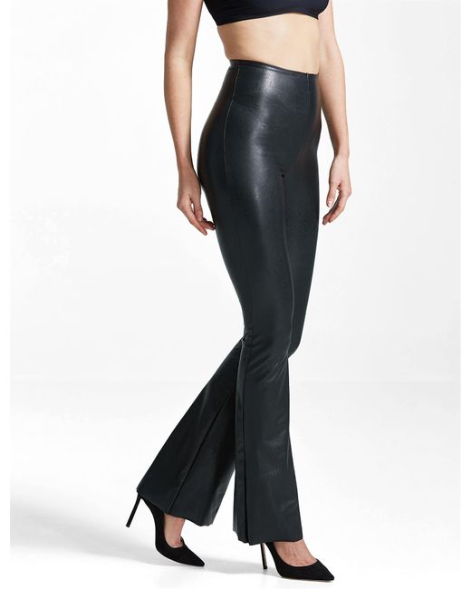 Commando Black Faux Leather Control Smoothing Flared Legging, Slg20