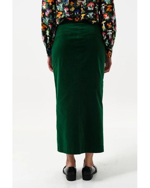 Louche Green Balthazar Babycord Midi Pencil Skirt